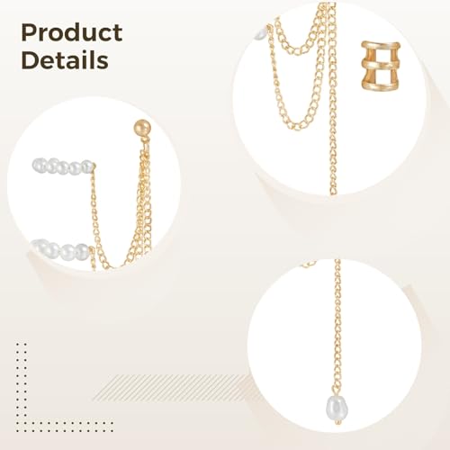 Boucle d’oreille pendante perle et chaîne en alliage dorée chic - 4