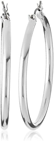 NINE WEST Women's Classics Silvertone Large Hoop Earrings