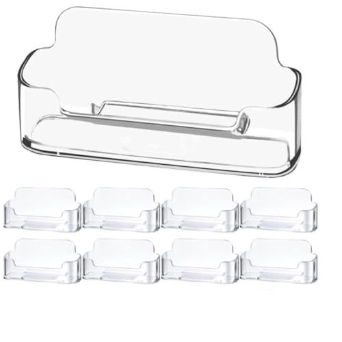 8 Pack Clear Plastic Business Card Holder for Desk,3.8inx1inx1.8in Acrylic Business Card Display for Desk Business Card Stand for Desktop Office Front Desk Display for Placing 30-50 Business Cards