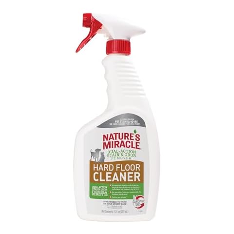 Nature's Miracle Hard Floor Cleaner, 24 Ounces, Dual-Action Stain And Odor Remover Works To Remove Tough Pet Stains And Odors On Sealed Wood And Hard Floor Surfaces Cover
