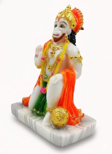 Image of Marble Dust Lord Hanuman Ji Murti Hanuman Bala ji Murti Statue Idol for Home Pooja Gifted Interrior Office Decor 7 Inches Height