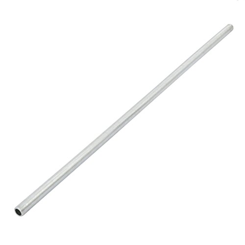 Image of uxcell Lamp Pipe Nipple, M10 Thread 400mm Length Hollow Lamps Repair Part Hardware for Lamp Lights, Zinc Plated Silver Tone