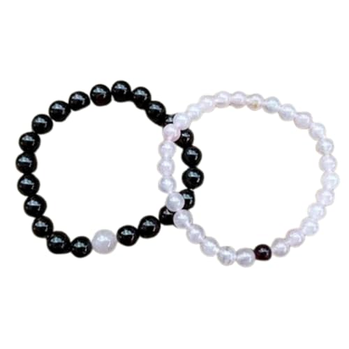 Coffret bracelets extensibles perles rondes 6mm pour cadeaux de couple