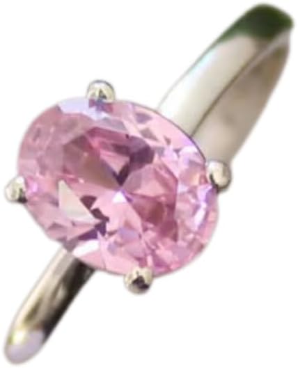 925 Sterling Silver Handmade Oval Pink Sapphire Ring Sapphire Stone Engagement Jewelry Proposal Ring For Valentine Day