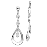 Pendientes de oro blanco de 14 quilates con diamantes de 29 x 8 mm de ancho para mujer