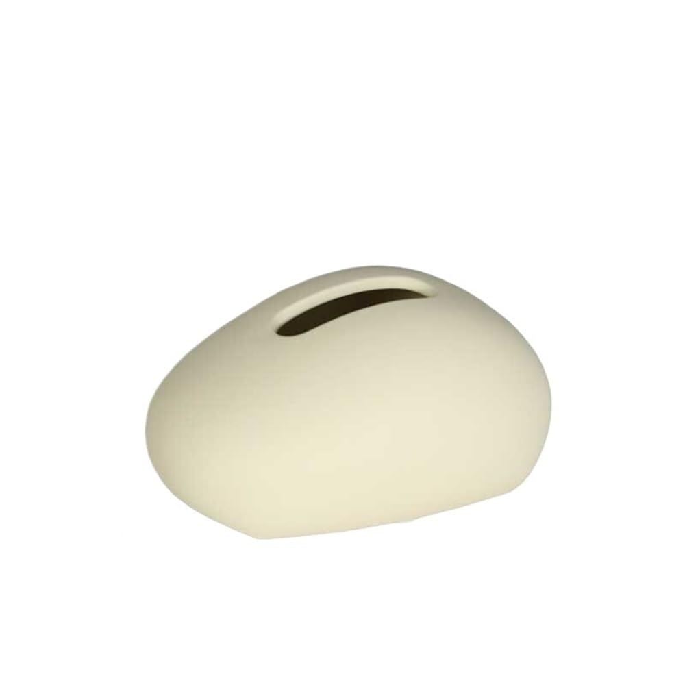 Tissue Case Tissue Box Ceramic Solid Color Household Creative Multifunctional Holder Tissue Dispenser(Beige)