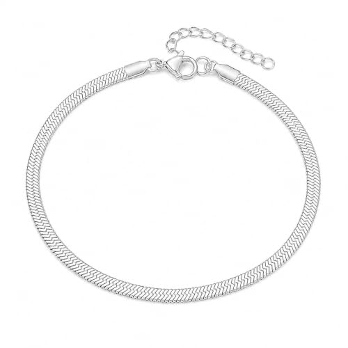 Unisex Stainless Steel Gold-Tone Herringbone Snake Chain Bracelet...