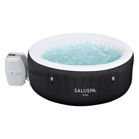 Bestway SaluSpa Miami EnergySense AirJet Inflatable Hot Tub Spa (71" x 26") | Portable Hot Tub with 2 Covers (1 Energy-Efficient Thermal Cover and 1 Standard Cover) | Fits Up to 2-4 Persons | Black Cover