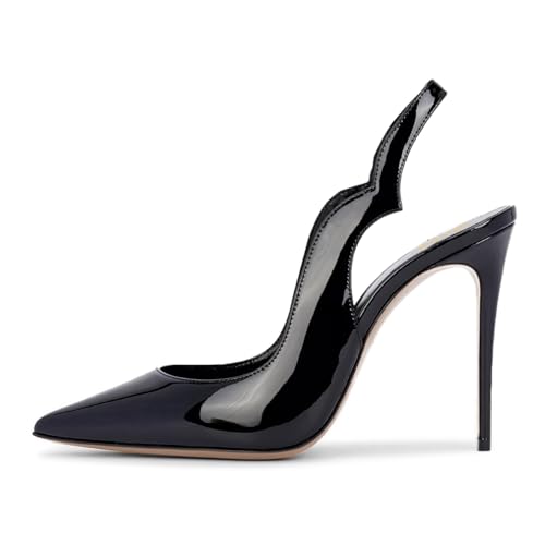 miss left Women Slingback Stiletto Heel Pointed Toe Pumps Slip On Sky High Heel Elastic Backstrap Sandals Comfort Party Dinner Shoes Size 4-16 US2