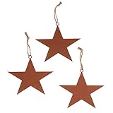 RM E-Commerce Decoratieve ster roest 19,5 x 15,5 cm om op te hangen met jute koord, patina decoratie voor tuin, terras, balkon en thuis