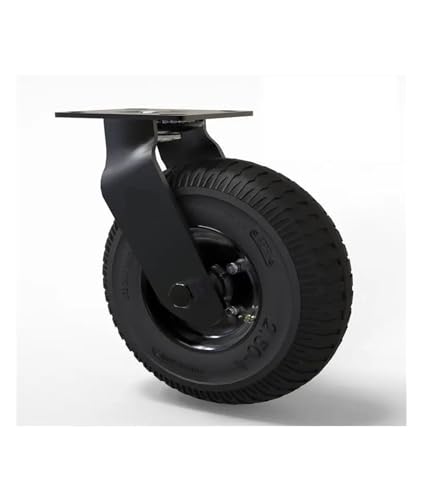 Roulettes gonflables 8 pouces caoutchouc noir pivotantes pour chariot de service