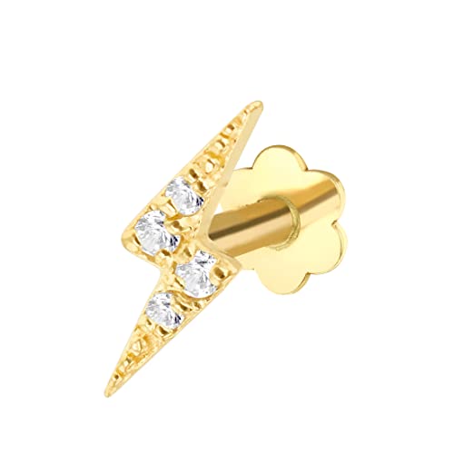 Clou helix éclair CZ or jaune piercing doreille de cartilage