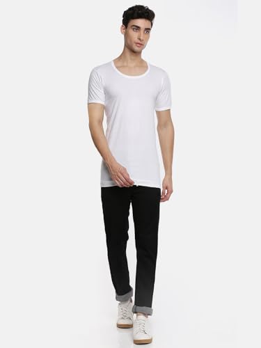 Image of RAMRAJ COTTON Men White Round Neck Half Sleeve Fine Cotton Vest /Banian | Moisture Absorbant & Super Soft Fabric