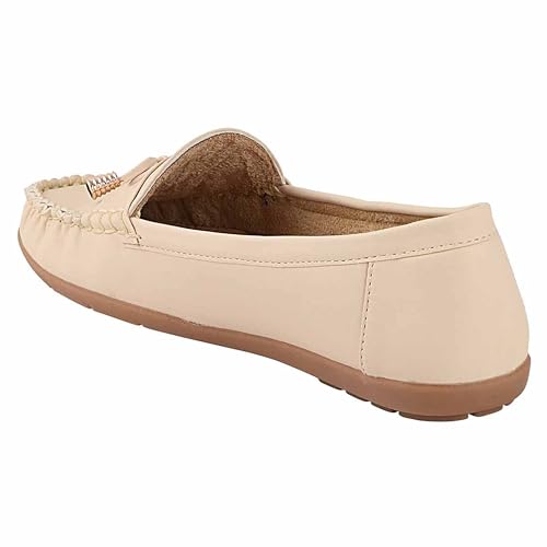 Shoetopia Women's Stylish Casual Loafers | Comfortable Slip-On Flat Shoes with Bow Design & Soft Sole for Daily Footwear
