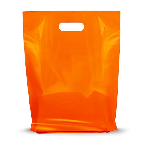 Orange Merchandise Plastic Glossy Retail Bags 100 Pack 12