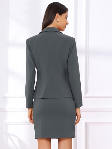 Image of Allegra K Women 2 Piece Skirt Set Suit Business Blazer and Pencil Skirt Office Work Interview Church Outfits