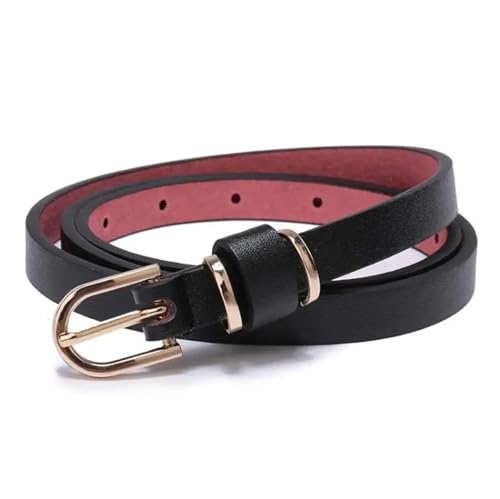 Women's Skinny Leather Belt Solid Color Waist Or Hips Ornament Girls 1.5cm Wide Waistband 10 Sizes To Choose From(Black,X-Large)