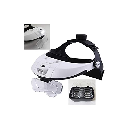 Loupe de tête pour travaux de précision YCQYM avec lumière LED et 5 objectifs