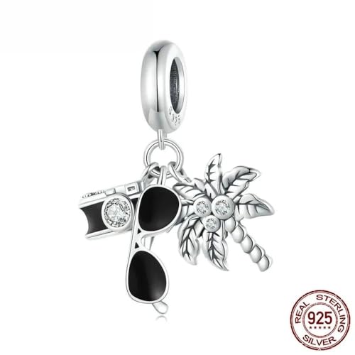 Charms de plata 925 para pulseras con diseño de cámara de viaje y vacaciones 3