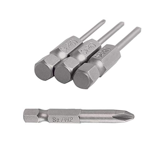 Image of Saiper 12pcs 1 /4 Inch Hex Shank Cross Head Screw Driver Bits Magnetic Phillips Screwdriver Set Bits S2 Steel, 50mm / 2-Inch Length