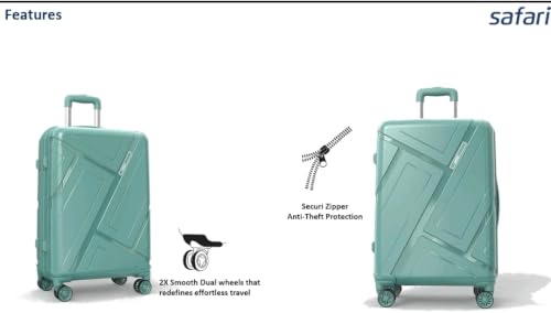 Image of Safari Regentt Hard Sided Polyproplyene Luggage| Securi Anti-Theft Zipper | Recessed Combination Lock | 8 Wheels | Lightweight Check-in & Cabin Trolley Bags |