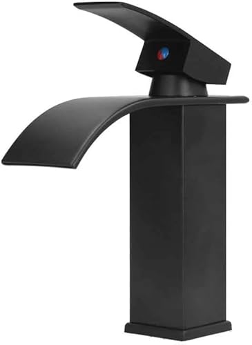 Torneira Cascata Banheiro Misturador Quadrada (Preta)