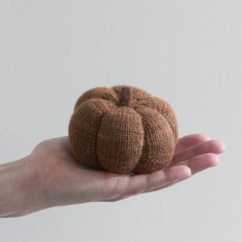 Image of Set of 3 Multi-size Cozy Knit Pumpkins (Orange Large Multi-size set) | Fall Home decor, Shelf sitters, Bowl fillers, Gift for Friend