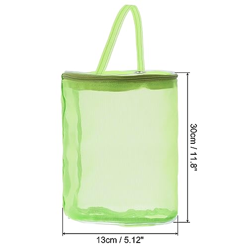 Image of PATIKIL Yarn Storage Bag, Portable Crochet Knitting Bag Case Skein Ball Holder Mesh Basket Organizer Tote for Sewing Craft Projects, Green