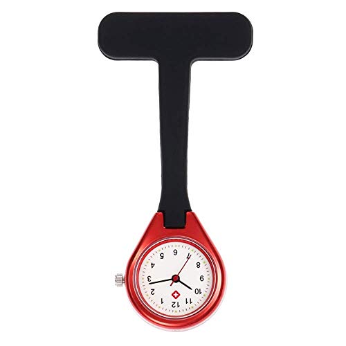 Enfermera Bolsillo Reloj Silicona Enfermera Mesa Creativa Enfermera Pin Cofre Etiqueta Casual Moda Enfermera Mesa de Bolsillo y Relojes Fob,Punk (Color : Red, Size : 8.2x2.8cm)