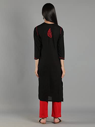 Image of Seva Chikan Hand Embroidered Lucknowi Chikankari Cotton Kurta Kurti for Womens SCL4219