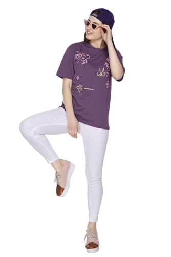 Image of Women Printed Drop-Shoulder Sleeves Oversized Pure Cotton T-Shirt (Combo of 2) |XS-XL Size