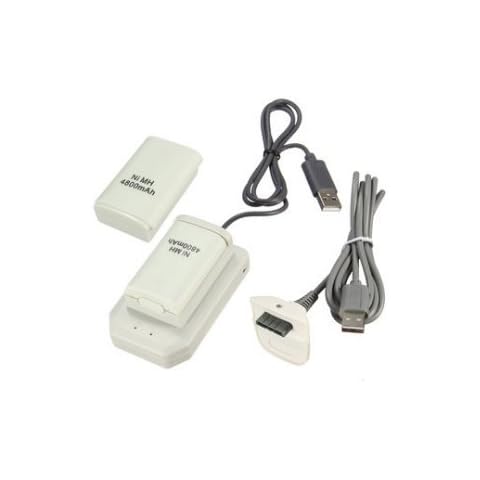 MYAMIA 4800Mah Rechargeable Battery Pack Charging Kit For Xbox 360 Battery Wireless Controller-White Cover