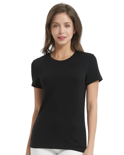 Women's 100% Merino Wool T-Shirt, Crew Neck Lightweight Moisture-Wicking Athletic Base Layer Tops for Running
