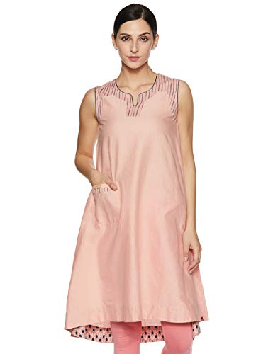 BIBA Blush Pink A Line Cotton And Flax Dress Size 32