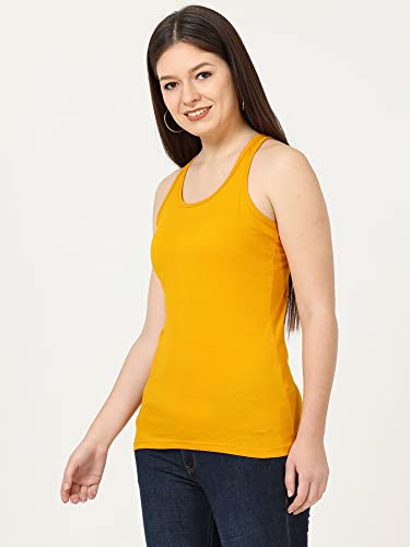 Image of FLEXIMAA Women's Cotton Plain Round Neck Sleeveless T-Shirt