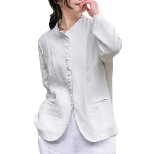 Gilet en lin femme finitions rétro et col montant élégant