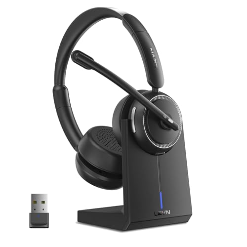 LEVN Wireless Headset with Mic for Work, Bluetooth Headset with Microphone (Noise Cancelling...