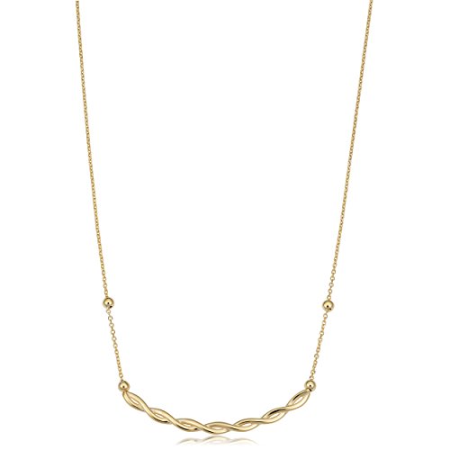 Kooljewelry 14k Yellow or Rose Gold Twist Curved Bar Necklace (adjusts to 17 or 18 inch)