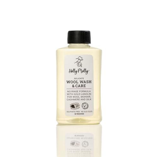 Holly Molly Delicate Wool Wash & Care mit Gold Lanolin Wollwaschmittel ohne Ausspülen Allergiker geeignet für Wolle Kaschmir Mohair Alpaka Seide & feine Fasern 60 Wäschen