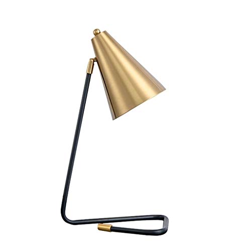 Kiter Lampe de Table Lampe de Bureau créative Simple éclairage américain doré, E27 Lampe de Table en métal for Salon Lecture lit Lampe à Poser (Color : Gold)