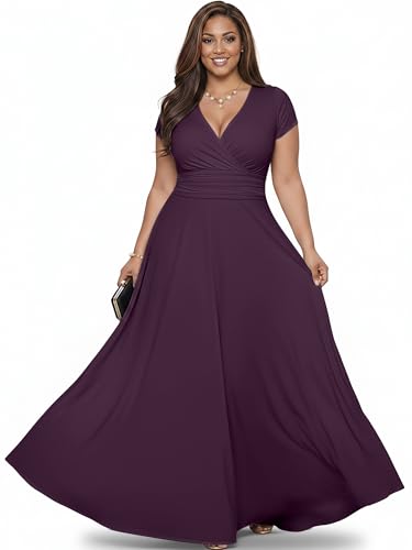 Image of KOH KOH Womens 2026 Sexy Cap Short Sleeve V-Neck Flowy Cocktail Gown