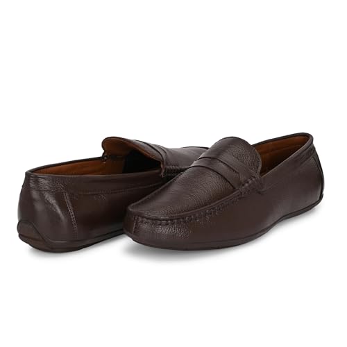 Image of Octa marc Men's Genuine Leather Loafer Shoes | Natural Rubber Sole with Soft Cushioned Insole | Classic Slip-On Design for Office, Party, Formal & Casual Wear