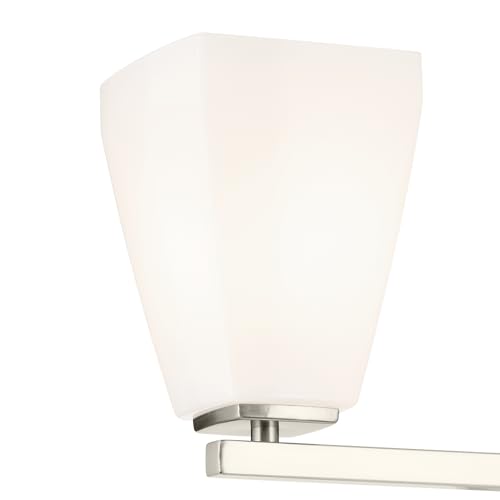 Image of Kichler Marant 21.25 inch 3-Light Bathroom Vanity Light Fixture with Opal Glass in Brushed Nickel for Mirror, Modern Wall Mount Lighting (21.25 inch W x 9.5 inch H), 55216NI