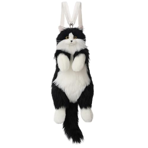 CHOBYNER Stuffed Realistic Cat Plush Backpack Gift for Girl,Sister,and Daughter - Carry Over Shoulder, on One Shoulder or Crossbody with Adjustable Straps Cute and Soft Stuffed Animal Backpack