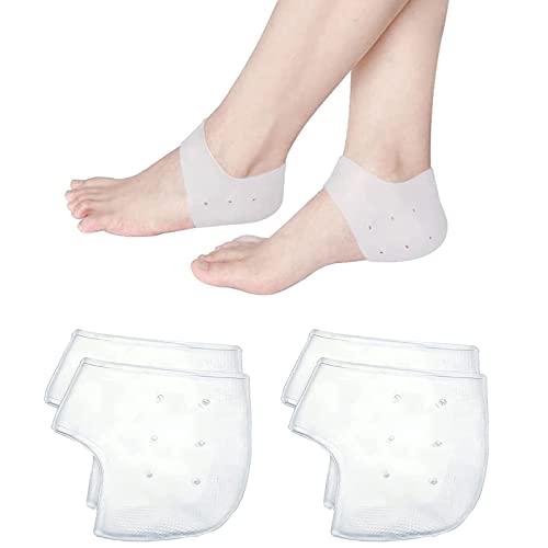 Talloniere in silicone,Proteggi Tallone in Silicone,2 paia Heel Pads Cushion,Gel Tacco Calze,Per Fascite Plantare,Tendinite Di Achille Uomini e Donne per alleviare il dolore al tallone(Bianco）