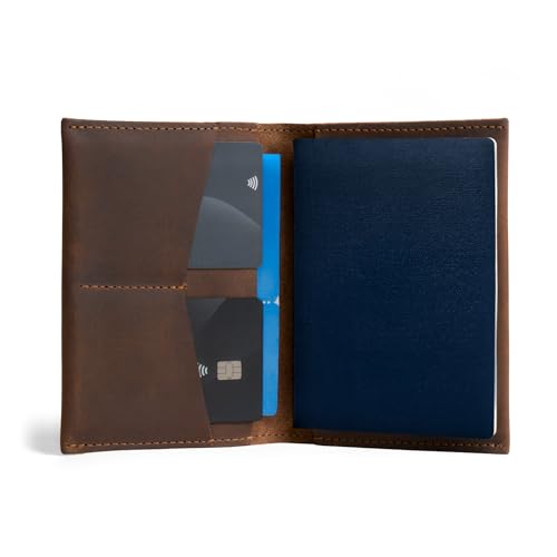 Hide & Drink, Passport and Card Organizer, Holds Up to 6 Cards Plus Folded Bills, Travel Essentials Sleeve Case, Full Grain Leather, Handmade, Bourbon Brown