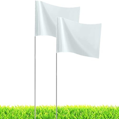 20Pack White Marking Flags JIZHGRAD 13x4x5 Inch Marker Flags Use for Yard & Lawn Boundary & Dog Training Survey & Landscape Sprinkler & Surveyor Garden & Construction High Visibility Sturdy Versatile UV & Weather Resistant