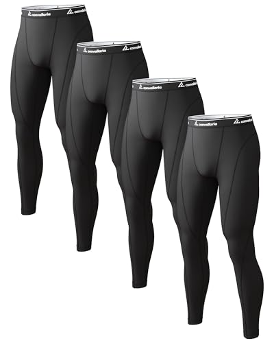 1 2 4 Pack Men's Thermal Pants Long Johns Fleece Lined Compression Athletic Leggings Base Layer Bottoms