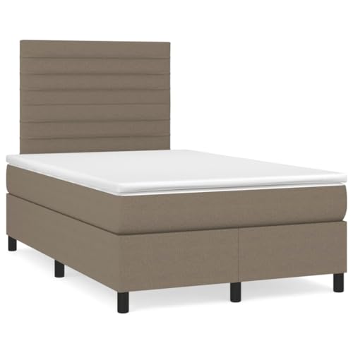 Genérico Cama Box Spring con colchón Tela Gris Taupe 120x190 cm,Mobiliario,Camas y Accesorios,Camas y somieres-3269892