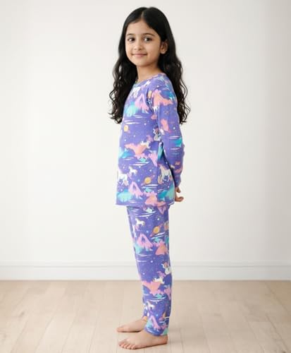 Image of Anthrilo Pure Cotton Printed Pyjama Set for Girls | Sleepwear | Night Suit, Night Wear | Long Sleeves T-Shirt & Pyjama | Regular Wear | 0-14 Years